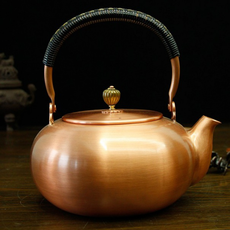 手工茶壶铜壶大容量茶汤铜壶功夫烧水壶茶具无涂层纯紫铜壶养生壶大肚