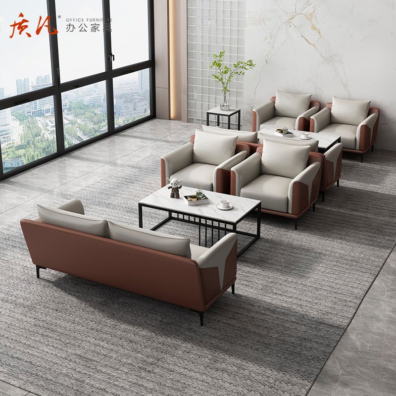 质凡 SF-02简约现代商务接待会客沙发 西皮双人位沙发高清大图