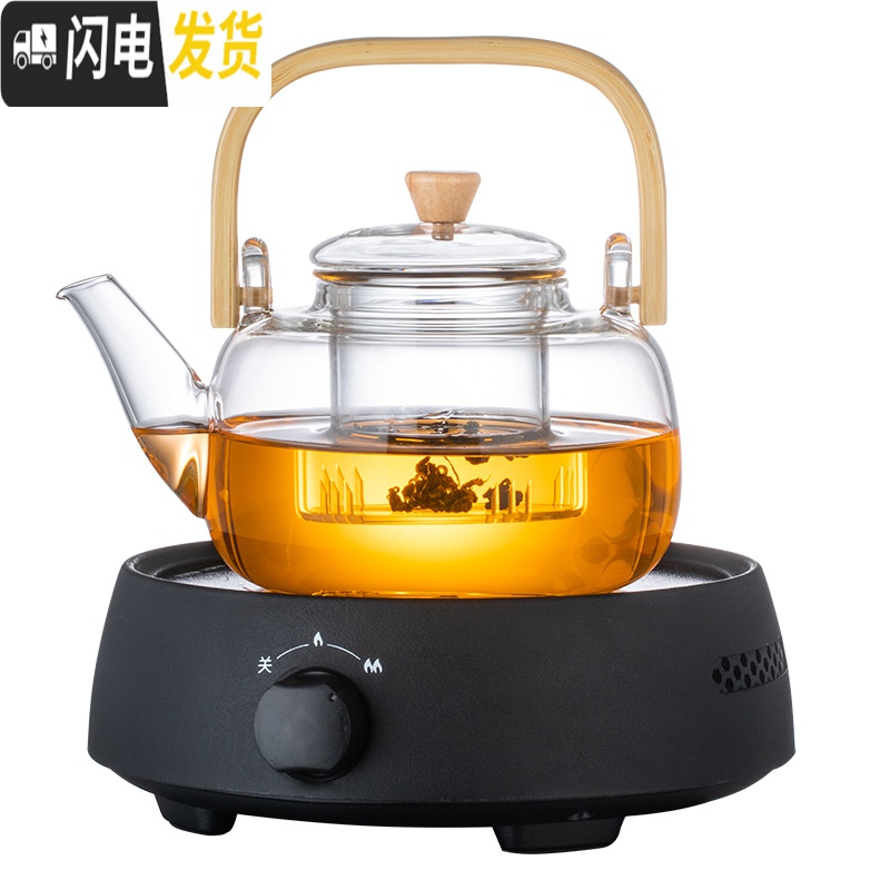 三维工匠可高温玻璃提梁煮茶壶烧水泡茶养生壶普洱白茶电陶炉煮茶器煮茶炉 智能款时尚白电陶炉(单炉)茶具高清大图