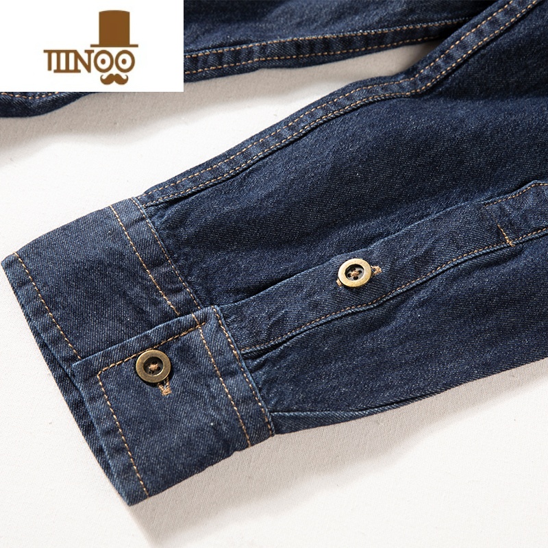 YANXU牛仔衬衫男款宽松衬衣美式休闲复古简约薄款长式N牛宽高清大图