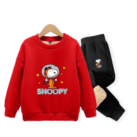 史努比(SNOOPY)儿童套装童装加绒男女中大童冬季新款圆领卫衣运动套装TZTYY2S127