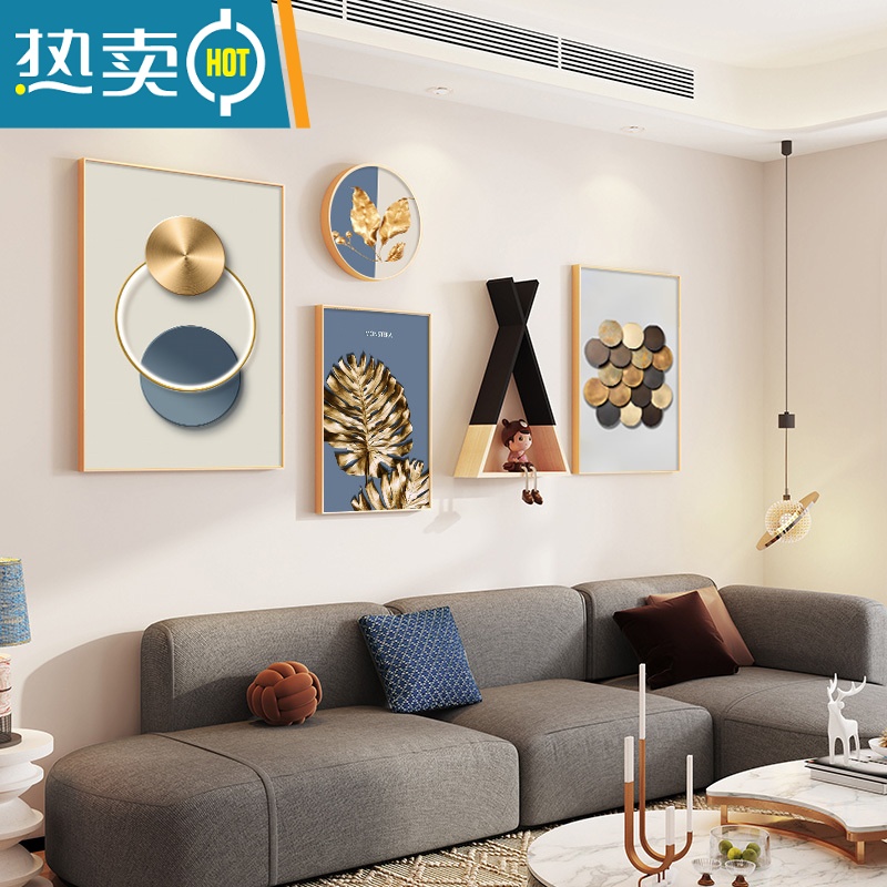 敬平现代简约客厅装饰画沙发背景墙壁画北欧抽象大气网红新款轻奢挂画装饰画高清大图