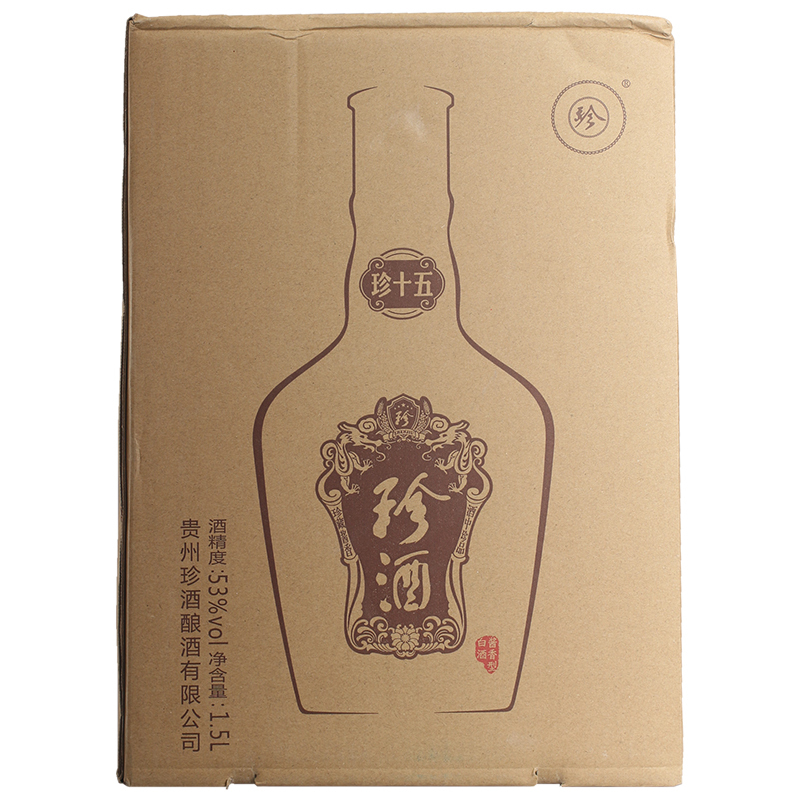 【厂家直供】珍酒珍十五1.5L 53度酱香型白酒1500mL大坛酒高粱酒 纯粮食坤沙高粱酒 固态发酵
