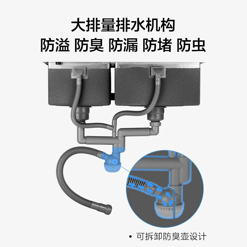 九牧卫浴官方旗舰水槽双槽厨房洗菜盆手工304不锈钢水槽套装洗菜盆水池家用水槽冷热龙头双槽 水槽+平款龙头.