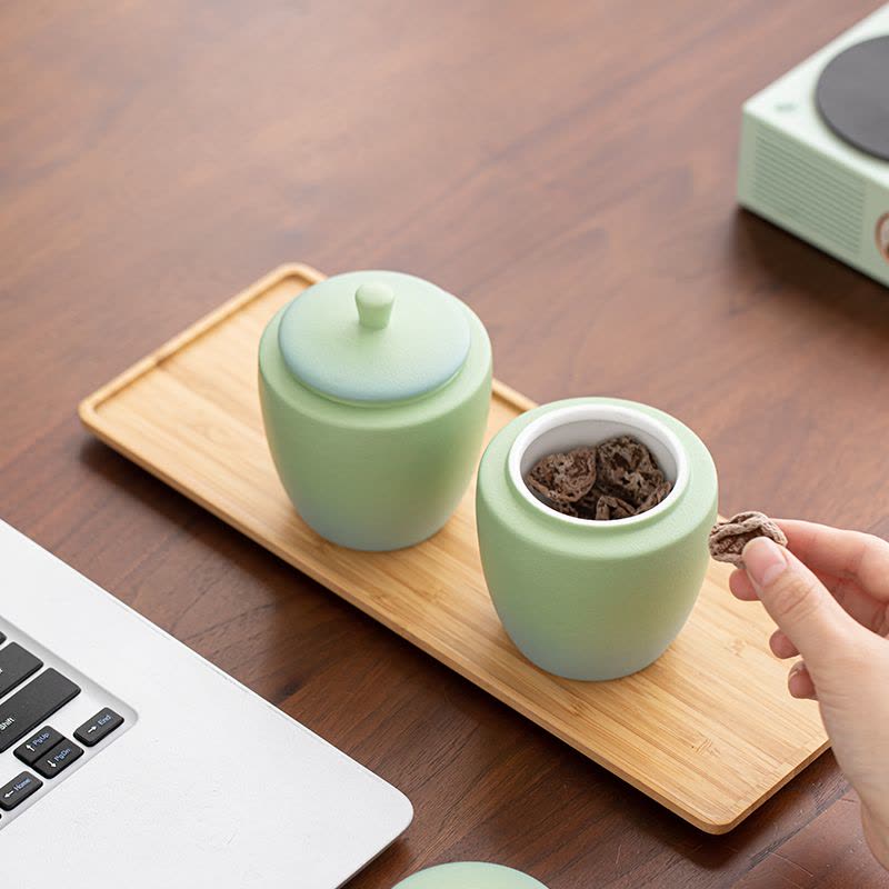 苏氏陶瓷(SUSHI CERAMICS)国潮茶叶罐轻舟已过万重山双储物罐礼盒组伴手礼图片