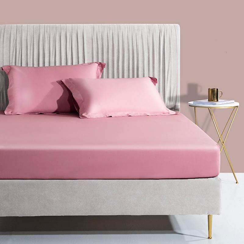 家柏饰(CORATED)60支贡缎全棉床笠单件床罩1.5米防滑保护套1.8m床垫套定制 黛雅粉 床笠+枕套三件套：180x200cm+30cm