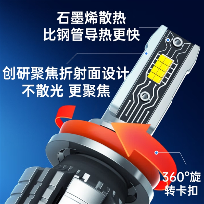 ZGOSL 适用h7led汽车大灯泡远近一体激光LED车灯泡超亮远近光灯泡