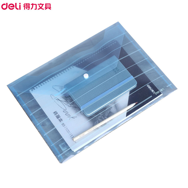 得力(deli)8313按扣文件袋(单位:个)A4透明文件袋资料袋收纳袋试卷袋 颜色随机