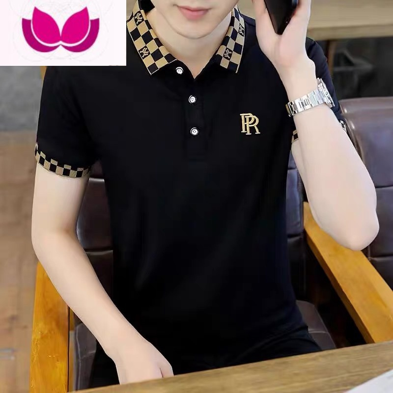 七斓polo衫男士短袖翻领T恤夏季休闲修身半袖衬衫领休闲潮流男装上衣