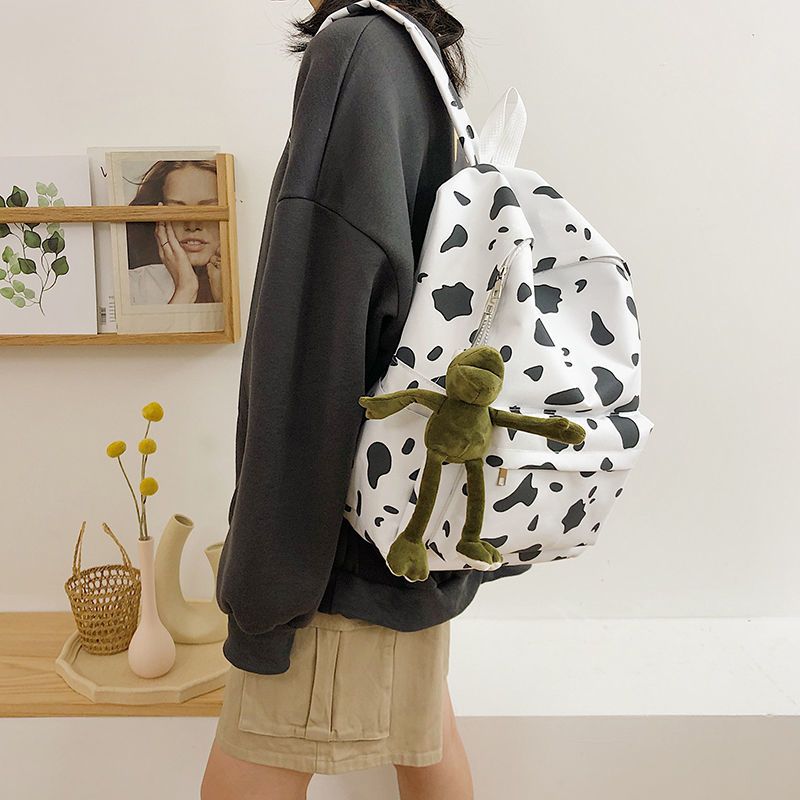 ins风书包女韩版高中森系牛津布双肩包日系古着感少女小清新背包白色