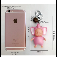 韩版创意可爱睡萌娃娃钥匙扣男女卡通米妮汽车钥匙链包包挂件礼品 搪胶睡萌布朗熊+22MM宝蓝铃+银扣 抖音