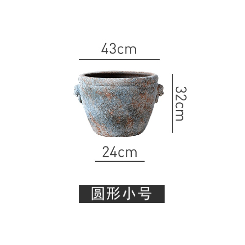 景德镇陶瓷鱼缸特大养鱼盆乌龟睡莲花盆缸荷花盆庭院造景水缸摆件 三维工匠 圆形小号高清大图