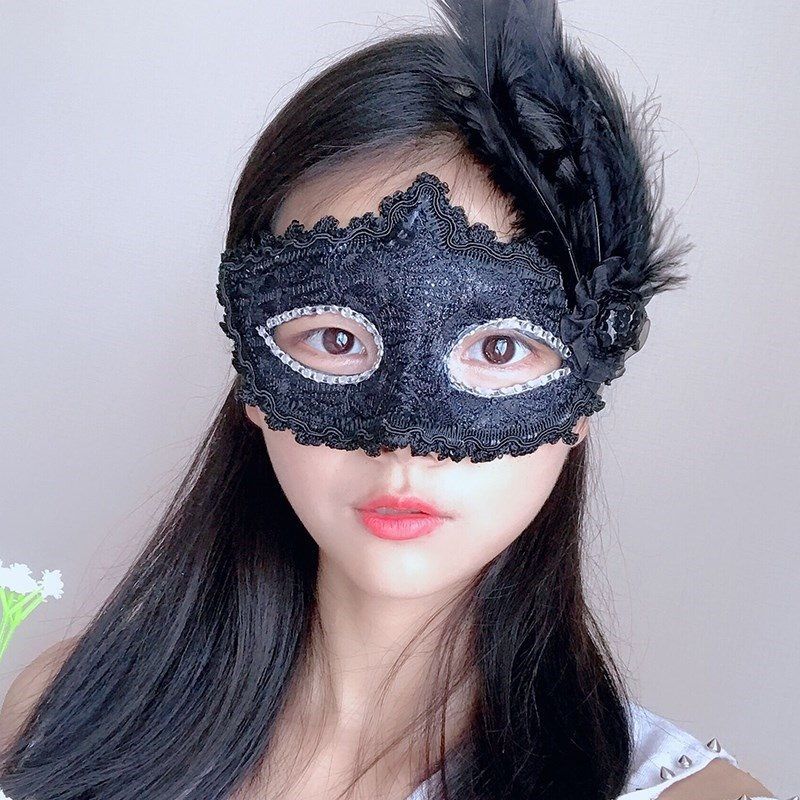 黑底黄面舞会女款防护活动个性蒙面家用面具女半脸古风公主中国风白色