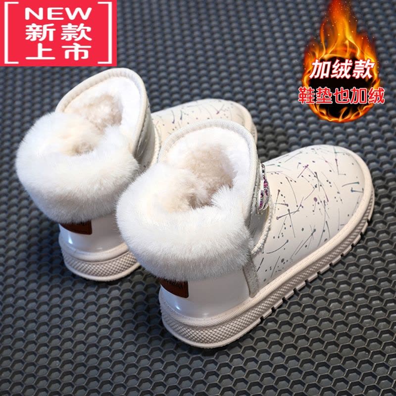 可莉允儿童雪地靴女童2022冬季新款加绒保暖棉鞋中大童女孩防滑加厚童鞋图片