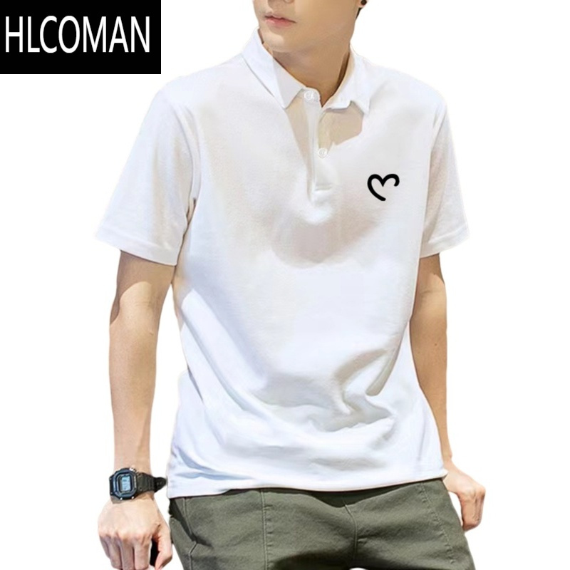 HLCOMAN简约短袖polo衫男士2025夏季潮牌男款体恤宽松休闲翻领t恤上衣胖