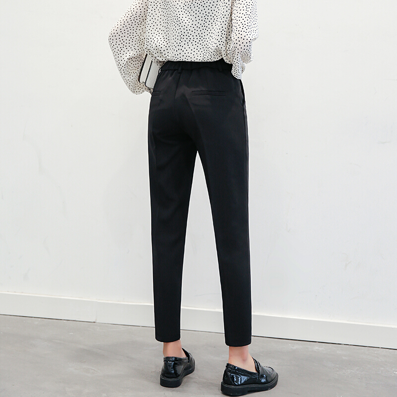 西装裤女春夏九分裤潮烟管直筒小脚高腰休闲显瘦宽松西裤哈伦裤子黑色