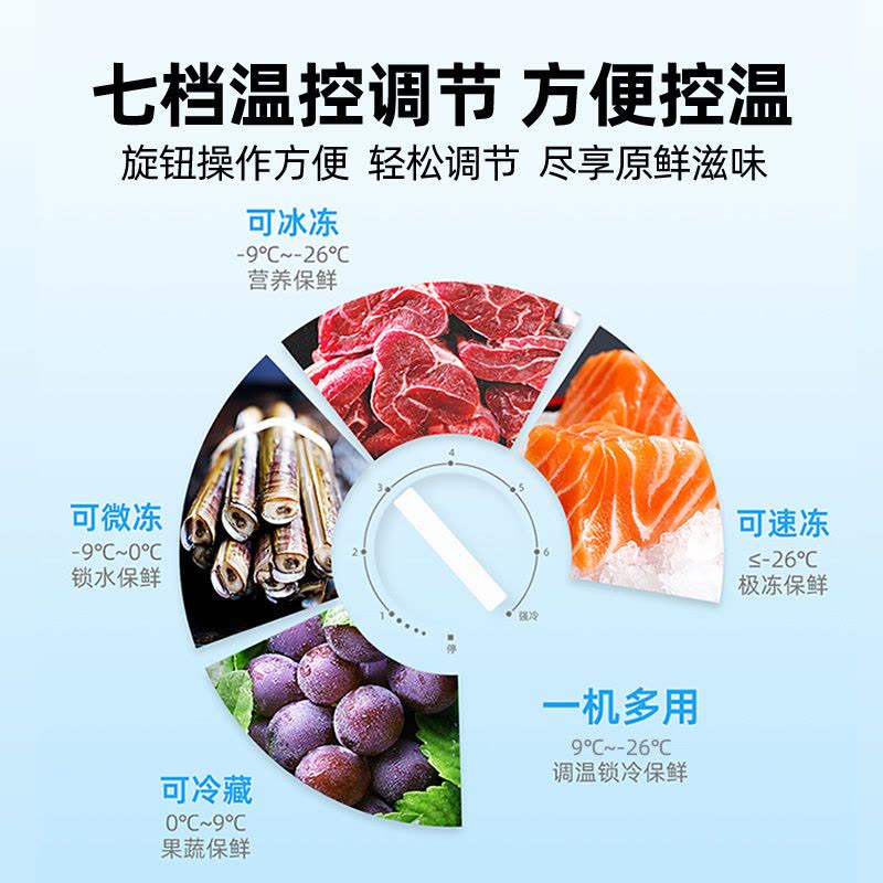 星星(XINGX) 245升 微霜商用卧式冰柜 左冷冻右冷藏卧式冰箱 顶开门双温双箱减霜80%冷柜BCD-245G-E图片