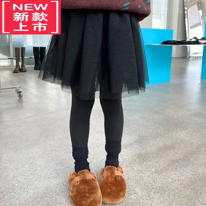 可莉允儿童加绒打底裤2022冬季新款洋气保暖裙裤女宝宝假两件长裤保暖裤图片