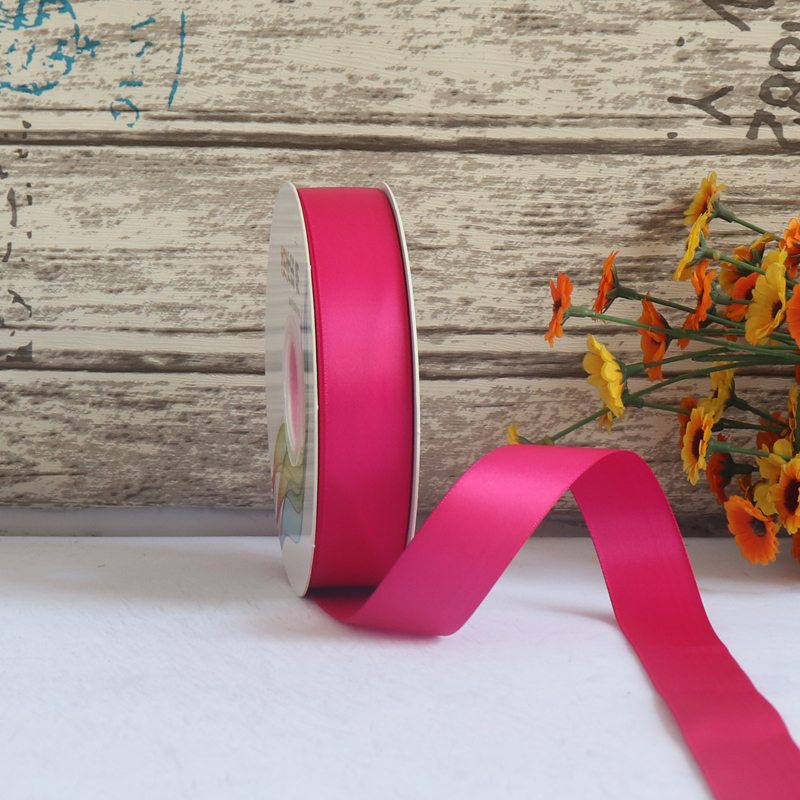 家柏饰(CORATED)2.5cm双面高密缎带织带鲜花礼品绸带蛋糕包装彩带手工diy发饰丝带 玫红色