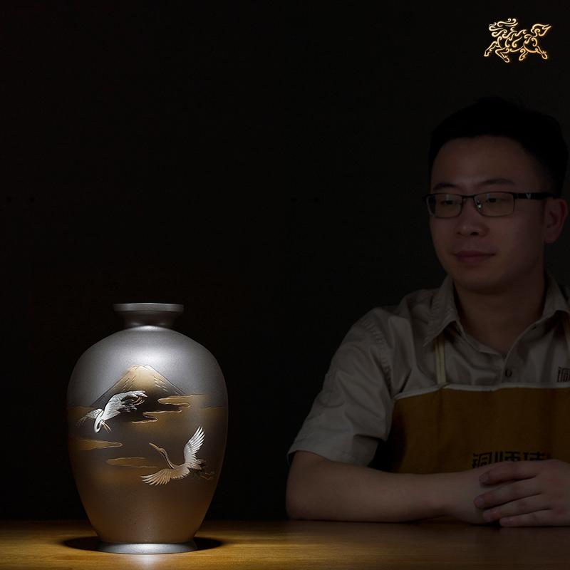 美帮汇全铜摆件《高冈铜器之富士鶴》铜工艺品 花瓶高清大图