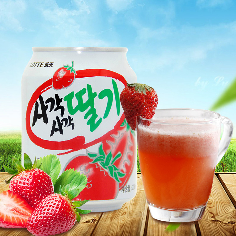 乐天lotte草莓汁238ml12听整盒装韩国进口果汁饮料进口果蔬汁饮料