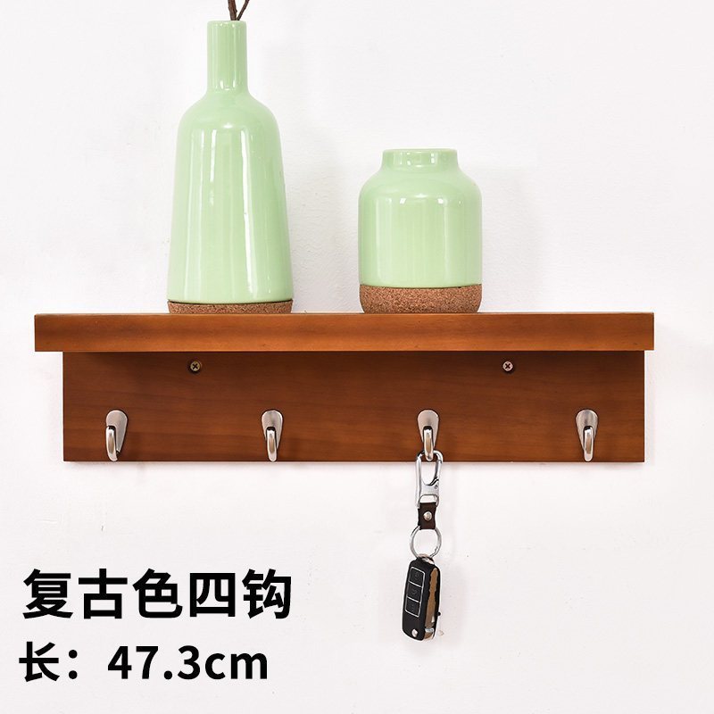 墙上置物架简约现代客厅实木隔板玄关艺术挂钩置物架子