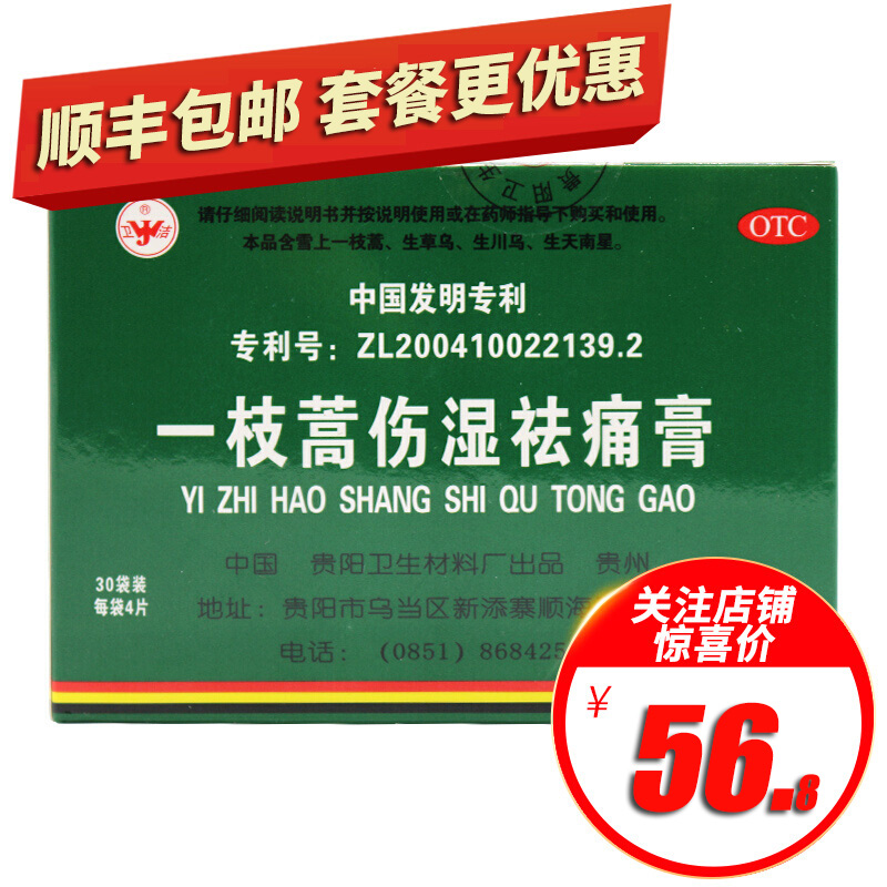 卫洁 一枝蒿伤湿祛痛膏 4片*30袋(共120片) 祛风除湿活血止痛用于风湿