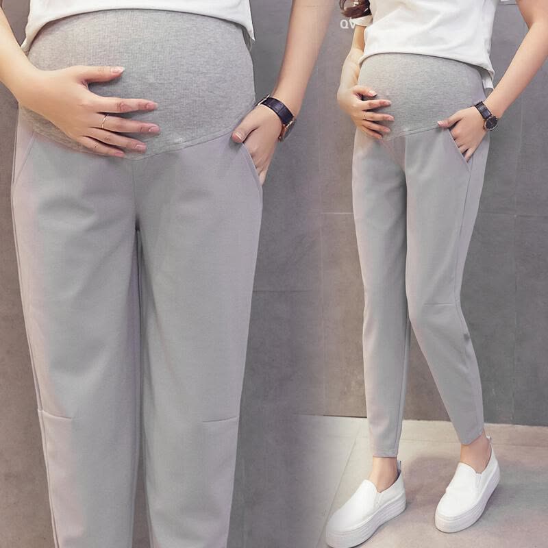 迪鲁奥(DIUAO)YM 孕妇装 孕妇裤子春秋薄款潮妈外穿休闲裤萝卜裤哈伦裤孕妇秋装拖腹裤 918 黑色图片
