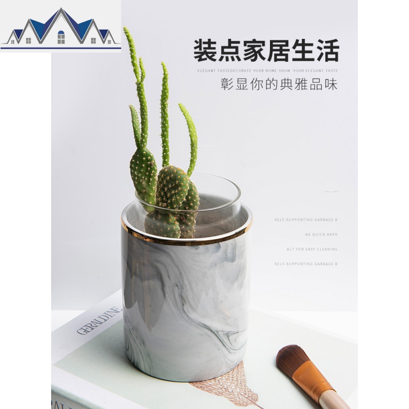 ins风化妆刷收纳筒刷桶刷子收纳 桌面眼影刷收纳盒刷筒 化妆刷桶 三维工匠高清大图