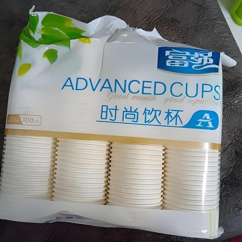 一次性水杯纸杯 富强单A杯四排特厚纸杯200ml 2000只/箱-4排整箱装高清大图