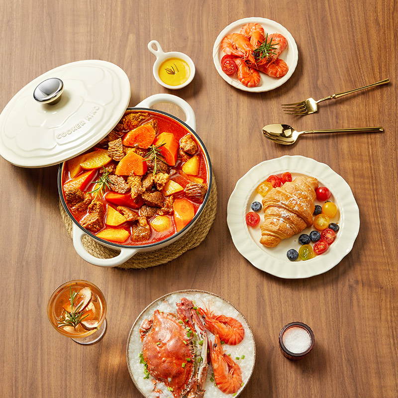 炊大皇(COOKER KING)玫瑰珐琅汤锅(白)TG22MGB(2.2L)高清大图