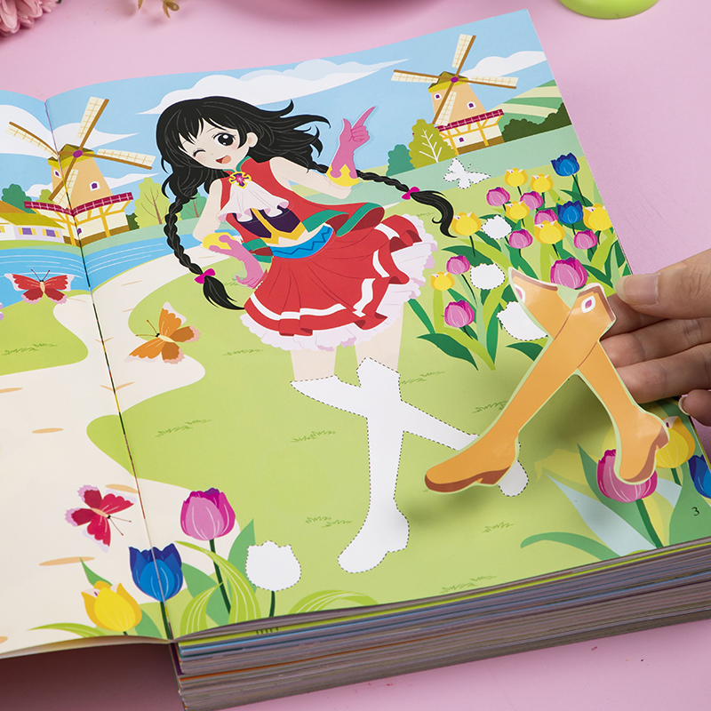 美少女贴纸0-3岁(8册/套) [正版]全10册元气美少女换衣服贴贴画 儿童贴纸书3到6岁宝宝粘贴纸早教绘本 卡通公主换高清大图