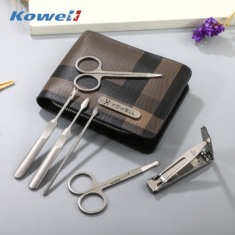 韩国(kowell)进口指甲刀套装不锈钢修甲工具家用指甲剪钳修脚刀套装灰色高清大图