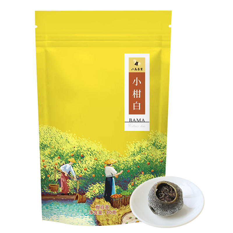 八马茶叶 江门正宗新会小青柑福鼎白茶3年寿眉小柑白自饮袋装80g
