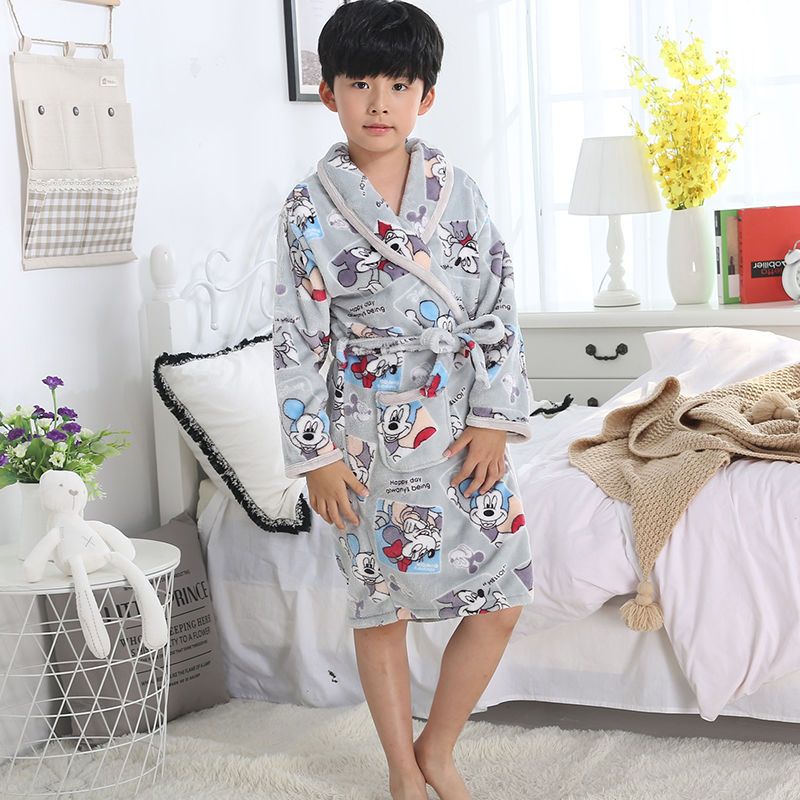 儿童睡袍珊瑚绒秋冬季睡衣411岁男女童睡袍法兰绒小孩男女孩浴袍