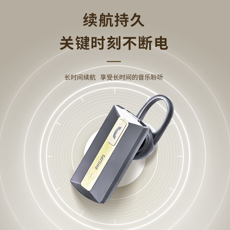 飞利浦 SHB1202/93 无线蓝牙车载耳机 智能通话降噪商务开车持久续航单耳入耳式耳机
