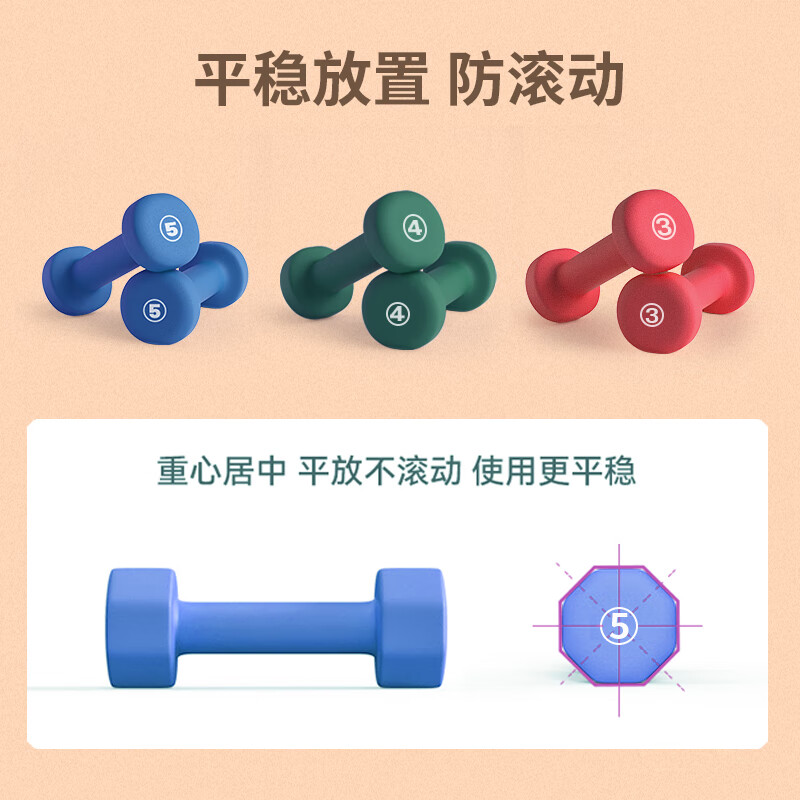 PROIRON普力艾 浸塑磨砂哑铃男女士学生家用哑铃健身哑铃套装亚铃 蓝色 5磅*2高清大图