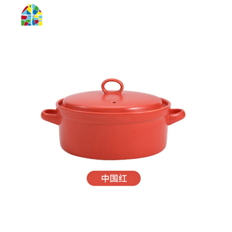 陶瓷煲仔饭浅砂锅干锅焖鸡炖肉拌饭米线燃气可高温沙锅家用商用 FENGHOU 红色2升平底电陶炉可用