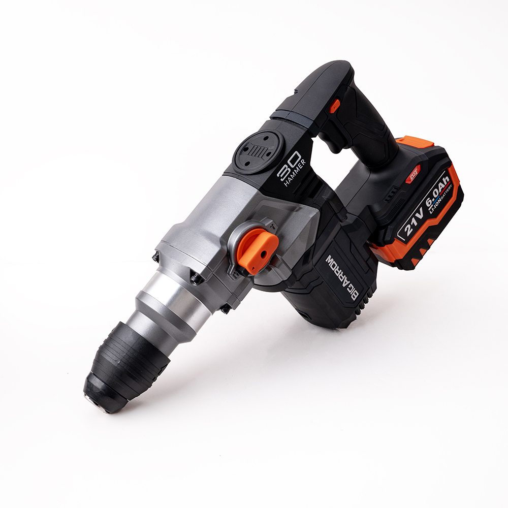 华丰巨箭 无刷锂电电锤两电一充套装 BA-99014/21V 30mm/6.0AH/1.8A座充 套高清大图