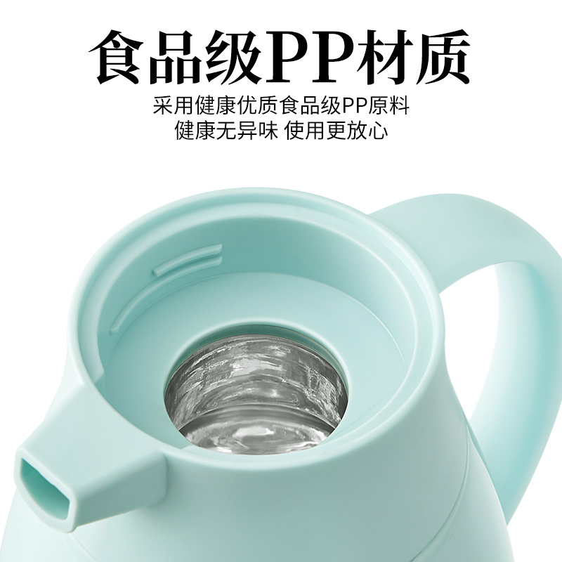 JEKO&JEKO 保温壶家用热水瓶开水瓶玻璃内胆保温瓶小暖壶暖瓶户外旅行保温杯车载水壶1L蓝色 SWH-1603高清大图