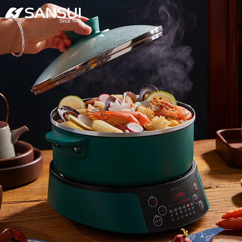 山水(SANSUI) XHG2502GZ(SHG-3018) 微电脑电火锅 2.5L 绿色高清大图