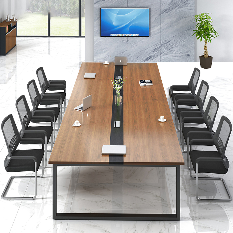 豪利鑫威会议桌长桌工作桌洽谈桌椅组合2.4米会议桌+8椅[工厂现做 7天内发货]高清大图