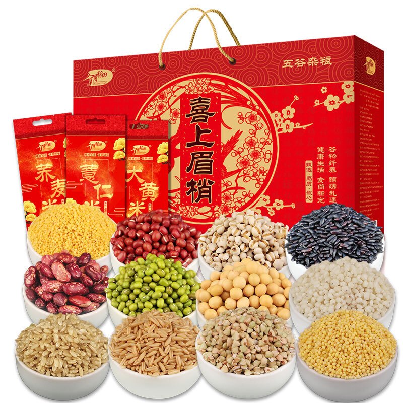 十月稻田 十二种杂粮礼盒 喜上眉梢( 礼物 五谷杂粮大礼包 粗粮400g*12)4.8kg
