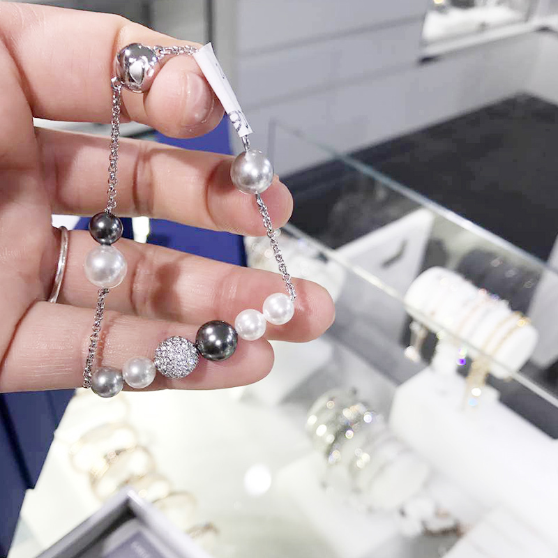 SWAROVSKI 施华洛世奇人造水晶)珍珠手链隐藏磁铁新款女士水晶手链奢侈品饰品礼物母亲节