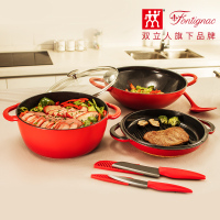 双立人(ZWILLING)旗下Fontignac30cm中式炒锅珐琅铸铁锅炖锅锅具组合套装
