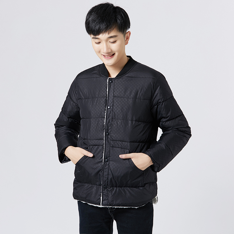 yuansu棉衣男短款轻薄内穿羊羔绒打底小棉袄棉服加绒加厚中老年保暖