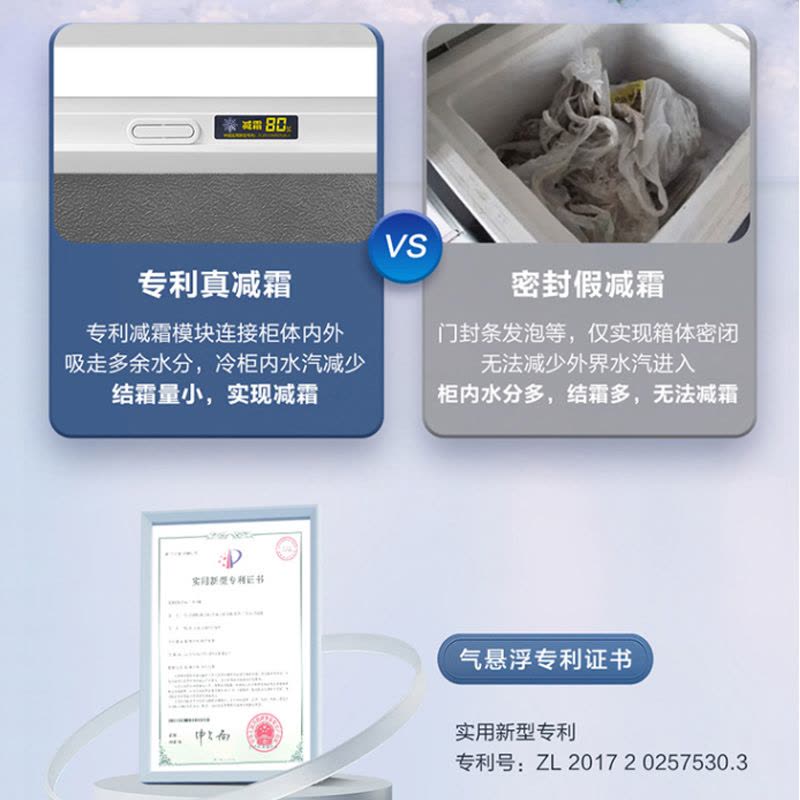海尔(Haier)100升 家用卧式冰柜 冷柜 小冰箱 减霜80% 一级能效 断电保护 带脚轮BC/BD-100GHDT图片