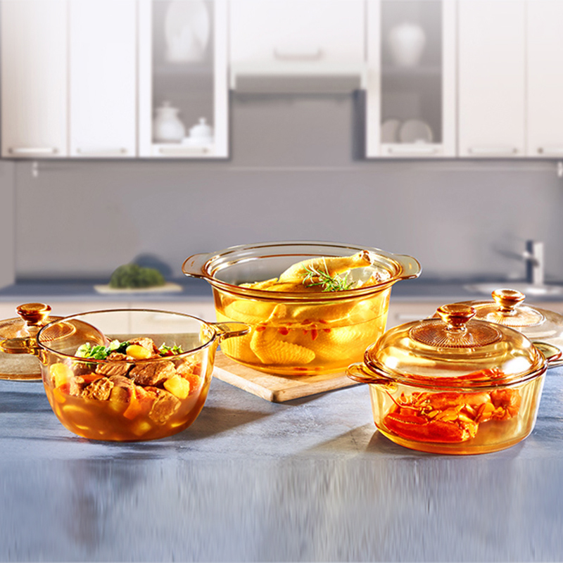 康宁VISIONS 晶彩系列 透明锅1.5L黄盒高清大图