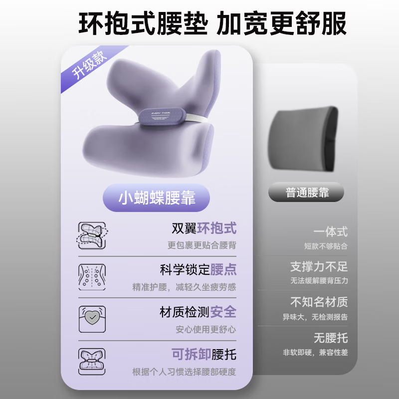 睡洞HS2-Pro蝴蝶腰靠 珍珠黑高清大图