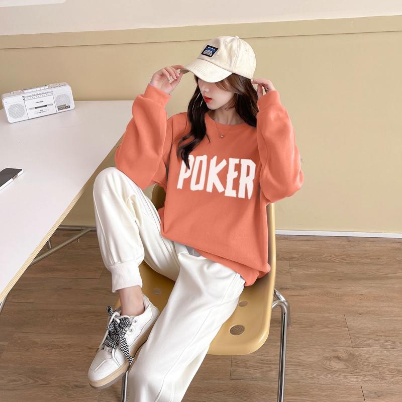 90元,叠加优惠券]唐狮秋冬季卫衣女新款韩版宽松上衣字母印花休闲运动